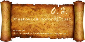 Oreskovics Honorátusz névjegykártya